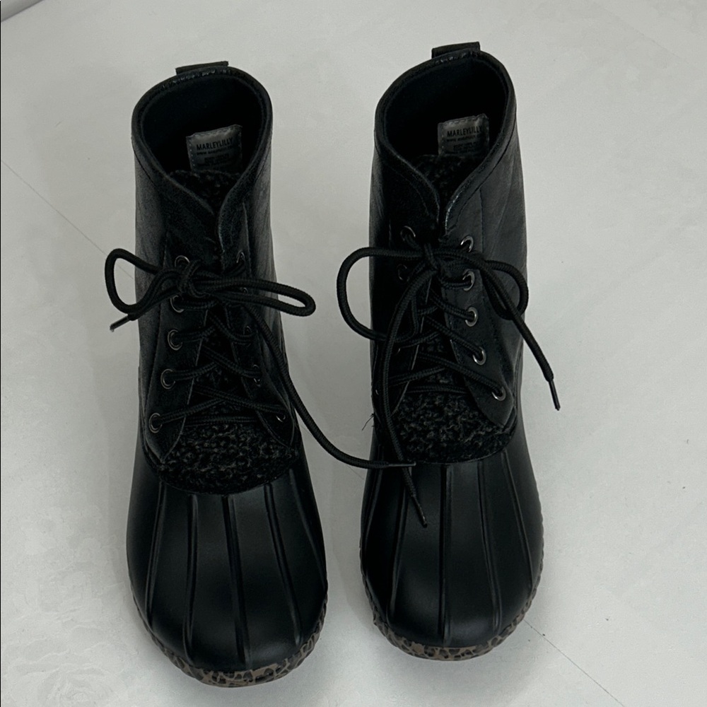 Marleylylli Black Women's Lace-Up Boots